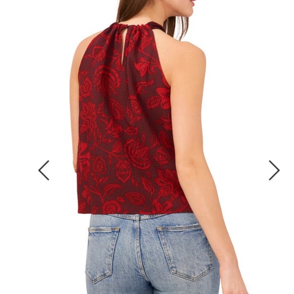 VINCE CAMUTO “Desert Summer” Paisley Print Halter Blouse in Cranberry Size Small - Picture 6 of 12